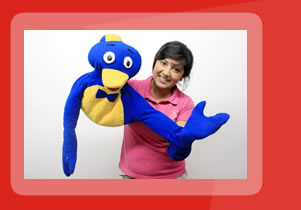 Titeres gigantes y teatrinos inflables para fiestas infantiles.